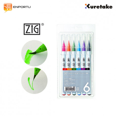 KURETAKE Zig Clean Color Real Brush 6 Colors Set