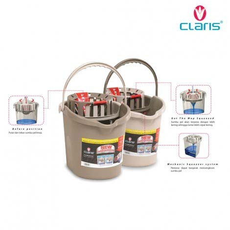 Claris Powerpel Mop Bucket 3111 - Coklat Tua